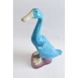 Oriental pottery duck with a turquoise glaze