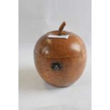 Wooden tea caddy shaped as an apple with a key