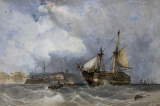 After John Callow (British,1822-1878), drawn by J.Coventry, shipping scene, chromolithograph,