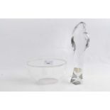 Deco type vase with paper label for Val St Lambert Crystal together with a Orrefors small vase