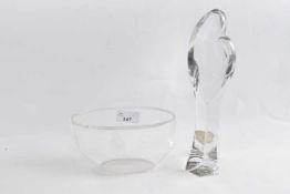 Deco type vase with paper label for Val St Lambert Crystal together with a Orrefors small vase