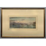 R Gurnell (British 20th Century) Watercolour of Battleships