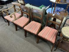 Set of four 19th Century mahogany bar back dining chairs with upholstered drop in seats