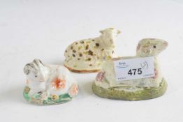 Early Staffordshire Pottery Sheep and Porcelain example