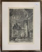 Gerald Maurice Burn (British,1862-1945), inscribed on verso: "Interior - St Peters Rome", etching,