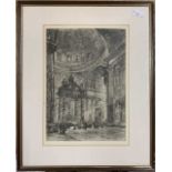 Gerald Maurice Burn (British,1862-1945), inscribed on verso: "Interior - St Peters Rome", etching,