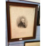 John Earl of St Vincent, engraving, 29cm wide, framed