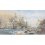 W L Wyllie (1851-1931) Coloured Print of Trafalgar