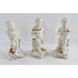 Three continental porcelain white glazed figures emblematic of the seasons