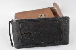 Large Kodak box camera in original leather case, the catch marked Kodak