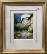 Jeremy Barlow ROI (British,1945-2020), 'Patio Bamatuelle', watercolour and pencil, signed, 7x5.5ins,