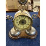 Early 20th Century brass alarm clock with two bells