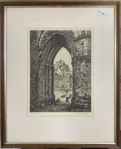 Gerald Maurice Burn (British,1862-1945), "Fountains Abbey", etching, signed and titled in pencil,