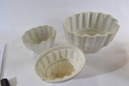 A group of three 19th Century ceramic jelly moulds including a Minton example