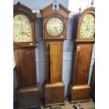 Whitehurst, Derby, a Georgian long case clock with circular silvered dial to an eight day movement