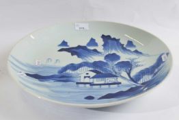 A Chinese blue and white charger, 35cm diameter