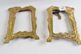 Two Art Nouveau brass photoframes
