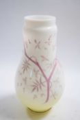 Early 20th Century glass vase, the baluster body decorated with pink flowers, 25cm high