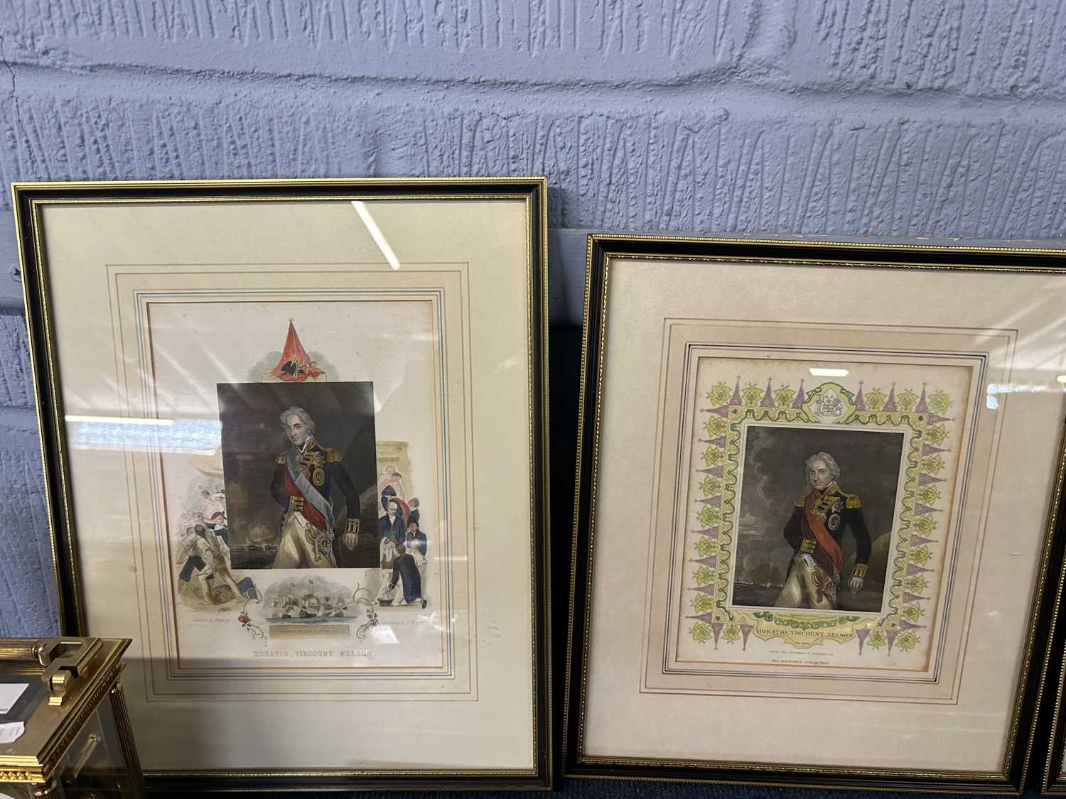 A set of four framed prints of Viscount Nelson engraved by J Rogers, one with a scene of the - Image 2 of 2