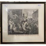 After William Hogarth "The Enraged Musician", etching,15.5x13ins, framed and glazed