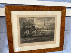 Reproduction print of the view of a Cathedral, indistinctly signed in pencil, 34cm wide