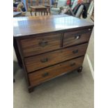 A 19th Century mahogany chest with two short and two long drawers, raised on bracket feet, 95cm