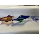 A collection of three mid Century Art Glass bowls of varying designs, largest 52cm wide (3)