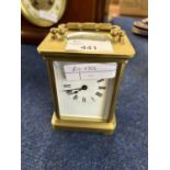 A small early 20th Century brass carriage clock