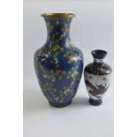 Chinese Cloisonne vase with floral decoration, drilled at base for conversion to lamp together