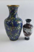Chinese Cloisonne vase with floral decoration, drilled at base for conversion to lamp together