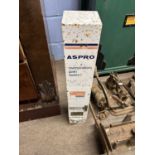 A vintage wall mounted dispenser for Aspro marked 'Over Powers Pain Faster', 164cm high