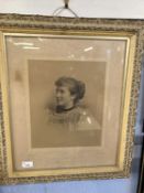 Early photographic portrait of a lady by W Butcher, Cambridge, 25cm wide, glazed and framed
