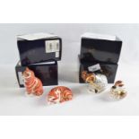 A group of four Royal Crown Derby paperweights with original boxes and certificates including