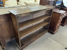 A 19th Century simulated rosewood bookcase cabinet with two adjustable shelves raised on a plinth