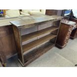 A 19th Century simulated rosewood bookcase cabinet with two adjustable shelves raised on a plinth