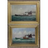 George Race (British, 1872-1957), sail and steam trawlers (LT112 and LT1257), oils on board, signed,