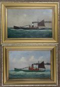 George Race (British, 1872-1957), sail and steam trawlers (LT112 and LT1257), oils on board, signed,