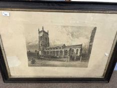 Cromer Church by A Phillimore, published July 1896, 45cm wide, glazed and framed