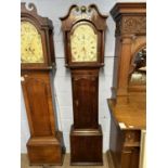 Smith, Alfreton, a Georgian thirty hour long case clock with painted arch dial to a brass movement