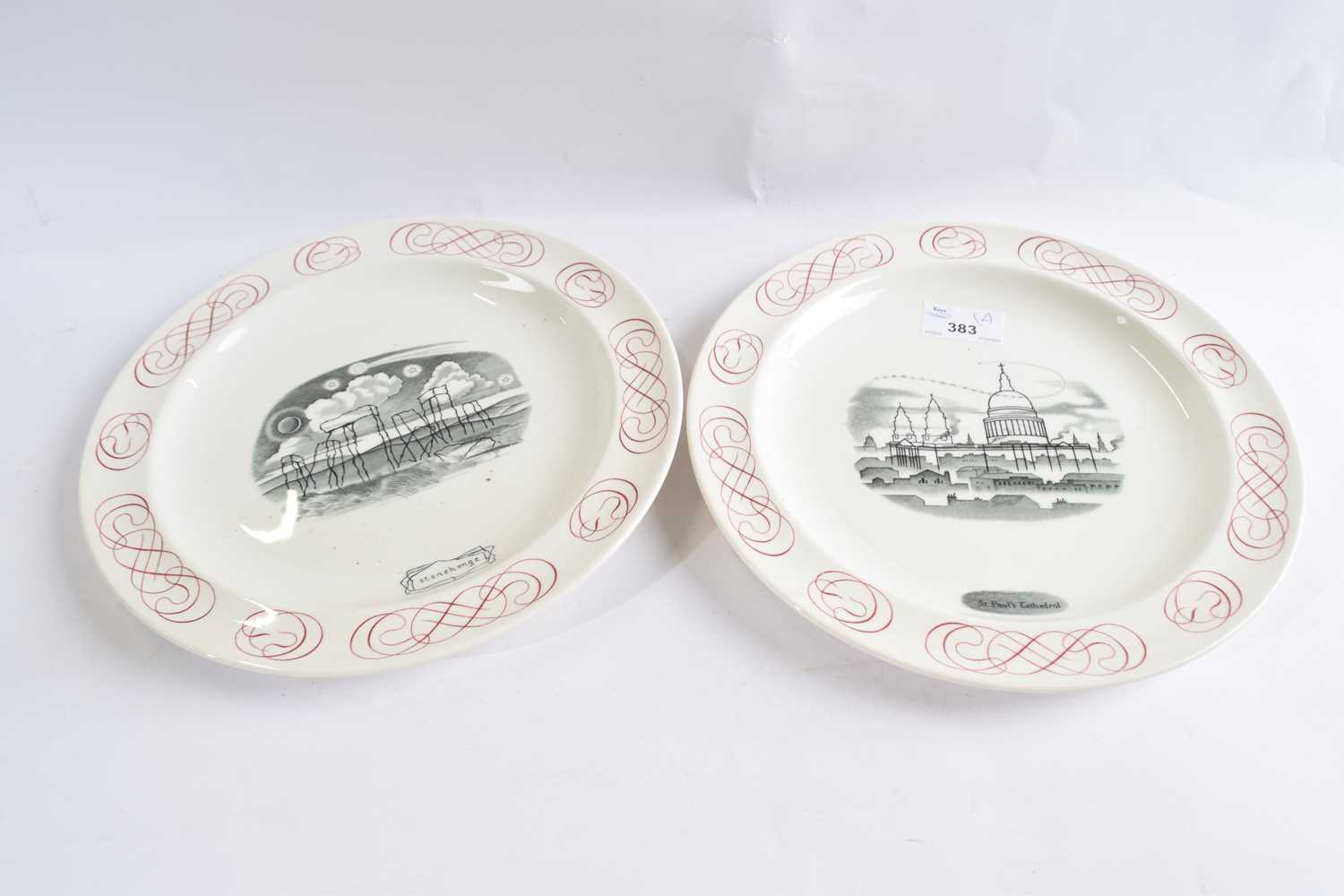 Two Wedgwood plates including Lawrence Whistler, a Stonehenge plate together with St Pauls