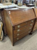 Georgian mahogany bureau with full front opening to a pigeon holed interior over a four drawer base,