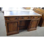 Victorian mahogany twin pedestal desk or dressing table with three doors and three drawers with