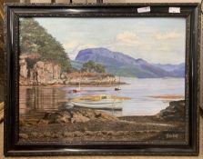 A.J.Croxford, 'Loch Carron', oil on board, signed, 23x17.5ins, framed