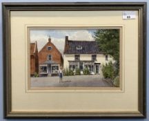 George Sear (British, 20th century), street scene, watercolour, signed, 7x10ins, framed and glazed.