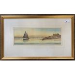 Garman Morris (British fl.1900-1930), "Coast of Devon", watercolour, initialed, 5x15ins, framed