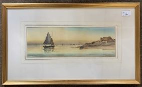 Garman Morris (British fl.1900-1930), "Coast of Devon", watercolour, initialed, 5x15ins, framed