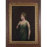 British School, early 19th century, portrait of a lady in a green dress, oil on canvas, unsigned,