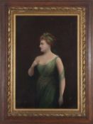 British School, early 19th century, portrait of a lady in a green dress, oil on canvas, unsigned,