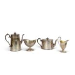 A good quality Victorian four piece tea and coffee service of Neo-Classical design, oval tapering