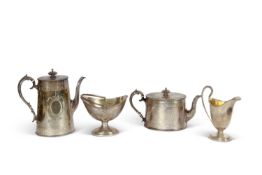 A good quality Victorian four piece tea and coffee service of Neo-Classical design, oval tapering